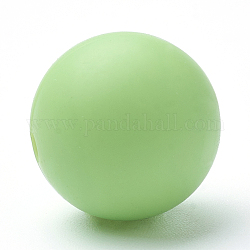 Perle di silicone ecologiche per uso alimentare, tondo, prato verde, 14~15mm, Foro: 2 mm