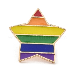 Spille smaltate a tema orgoglio arcobaleno, stemma in lega leggera oro per abbigliamento zaino, colorato, stella, 18.5x19.5x1.2mm