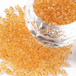 Glass Seed Beads, Transparent, Round, Round Hole, Pale Goldenrod, 8/0, 3mm, Hole: 1mm, about 1111pcs/50g, 50g/bag, 18bags/2pounds