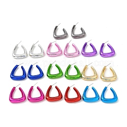 Triangle Acrylic Stud Earrings, Half Hoop Earrings with 316 Surgical Stainless Steel Pins, Mixed Color, 33x7mm