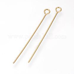 304 Stainless Steel Eye Pin, Golden, 30mm, Hole: 2mm, Pin: 0.7mm
