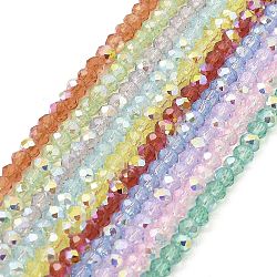 Baking Painted Transparent Glass Beads Strands, Imitation Opalite, Faceted, AB Color Plated, Round, Mixed Color, 6x5mm, Hole: 1mm, about 82pcs/strand, 16.73~16.93''(42.5~43cm)
