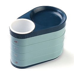 Caja de almacenamiento de joyería de plástico giratoria de 4 capa, Para el anillo, pendiente y collar, azul de Prusia, 15.2x9.5x11 cm, diámetro interior: 50 mm y 87.5 mm
