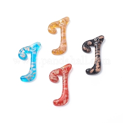 Handmade Lampwork Pendants, with Gold Sand, Letter J, Mixed Color, Size: about 50mm long, 28mm wide, hole: 4mm