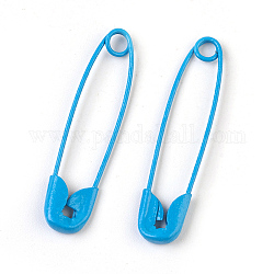 Iron Safety Pins, Deep Sky Blue, 30x7x2mm, Pin: 0.7mm