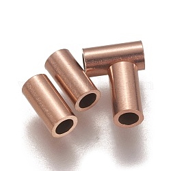 Revestimiento iónico (ip) 304 tubo de acero inoxidable perlas, oro rosa, 6x3mm, agujero: 2 mm