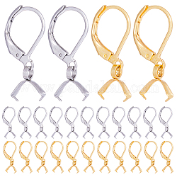 SUNNYCLUE 40Pcs 2 Colors 304 Stainless Steel Leverback Earring Findings, Ear Wire with Pinch Bails, Golden & Stainless Steel Color, 23.5x12x2.5mm, Pin: 0.8mm and 0.6mm, 20Pcs/color