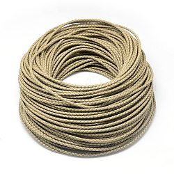 Кожаный плетеный шнур, Темный хаки, 4 мм, около 54.68 ярда (50 м) / пачка
