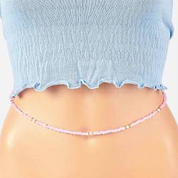 Sommerschmuck Taillenperle, Körperkette aus Glasperlen, Bikini Schmuck für Frau Mädchen, rosa, 31.5 Zoll (80 cm)
