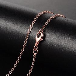 Collares de latón, cadena de cable, con el corchete de la langosta, oro rosa, 17.13 pulgada (43.5 cm), 1.5mm
