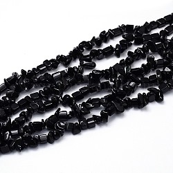 Natürlichen Obsidian Perlen Stränge, Pommes frites, 8~20x8~18 mm, Bohrung: 1 mm, etwa 31.5 Zoll
