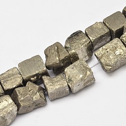 Nuggets galvani natürliche Pyrit Perlen Stränge, Mischfarbe, 9~11 mm, Bohrung: 1 mm, ca. 31~42 Stk. / Strang, 15 Zoll