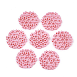 Perle tessute acriliche verniciate a spruzzo, stile matte, rotondo e piatto, rosa caldo, 27~29x3mm