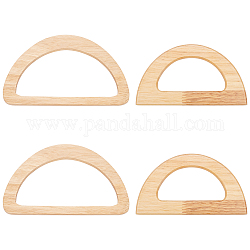 Asas de madera en forma de d wadorn 4pcs 2 estilos, para accesorios de reemplazo de bolsas, burlywood, 10x17.2x1 cm y 7.5x13.5x0.9 cm, diámetro interior: 13.8x6.8 cm y 8.15x4 cm, 2 piezas / style