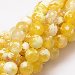Gefärbt natürliche Achat facettierte runde Perlen-Stränge, golden, 10 mm, Bohrung: 1 mm, ca. 38 Stk. / Strang, 14.5 Zoll
