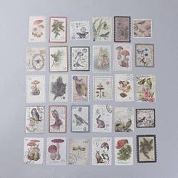 Ensemble d'autocollants de timbres-poste vintage, pour le scrapbooking, planificateurs, carnet de voyage, artisanat de bricolage, motif animal, 6.8x4.3 cm, 60 pièces / kit