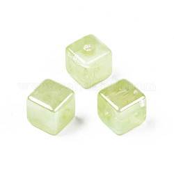 透明なアクリルビーズ  天然石風  キューブ  薄緑  13.5x13.5x13.5mm  穴：3.5mm