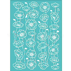Pochoir de sérigraphie auto-adhésif, pour la peinture sur bois, tissu de t-shirt de décoration de bricolage, turquoise, motif de fleur, 19.5x14 cm