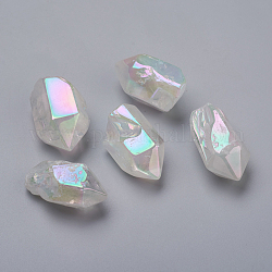 Galvaniques perles de cristal de quartz naturel, demi-percés perles, facette, flèche, 31~33x15~20x14~16mm, Trou: 2mm