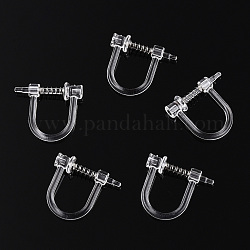 Resin Clip-on Earring Converter, Screw Earring Clips with Stainless Steel Spring, Clear, 12x13x3.5mm, Hole: 0.7mm