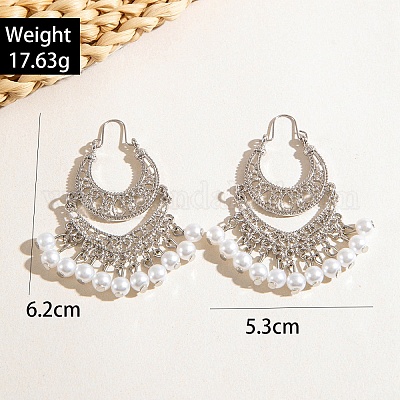 Серьги-люстры с круглыми кисточками из сплава и железа в богемном стиле FS-WGEBDA7-03-1