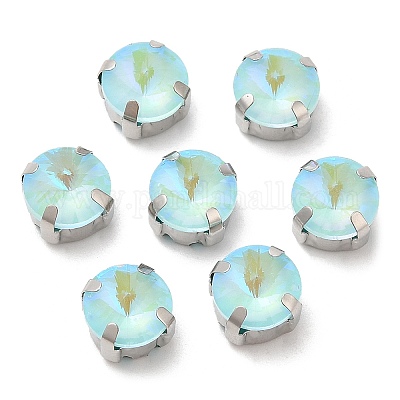 Мокко флуоресцентный(ми) плоский круглый пришитый страз GGLA-M006-02B-P03-1