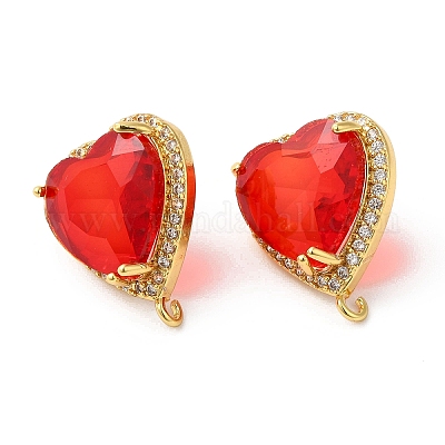 Серьга-гвоздик из латуни со стразами KK-C023-03A-1