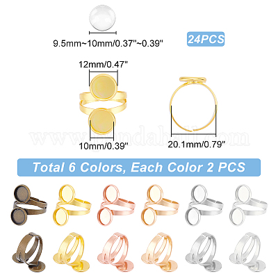 Wholesale UNICRAFTALE DIY Cuff Ring Making Kit Size 10 1/2 Open Cuff Ring  Bezel Tray Brass Finger Ring Base 6 Colors Cabochon Ring Bases with Glass  Cabochons Domes Set for Ring Making 