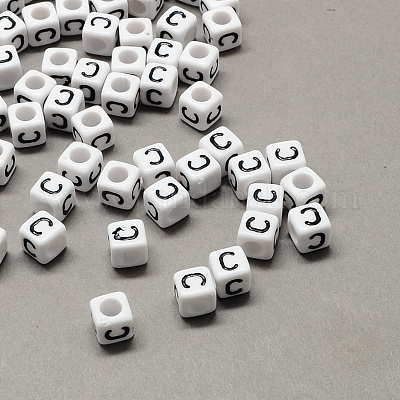 Большой дыра акрил письмо европейский бисер SACR-Q103-7mm-01C-1