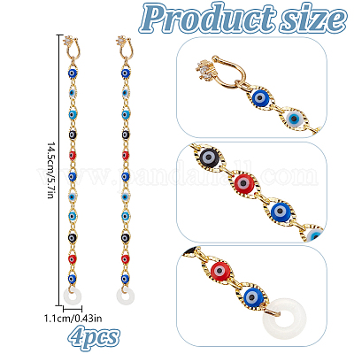 4 шт. серьги-каффы из латуни с микропаве из прозрачного кубического циркония HJEW-DR00200-1