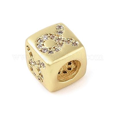 Латунь микропаве прозрачный кубический цирконий европейский бисер KK-K368-01G-02-1