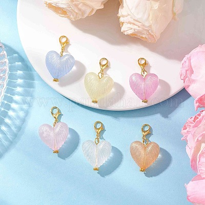 Подвеска в форме сердца из светящегося акрилового золотого порошка HJEW-JM04272-1