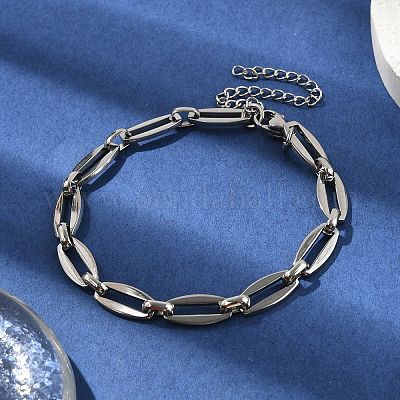 Браслеты из овальных звеньев из нержавеющей стали 304 для мужчин и женщин BJEW-D042-34P-1