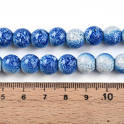 Прозрачная выпечка окрашенные стеклянные бусины нити DGLA-N009-10mm-07-1