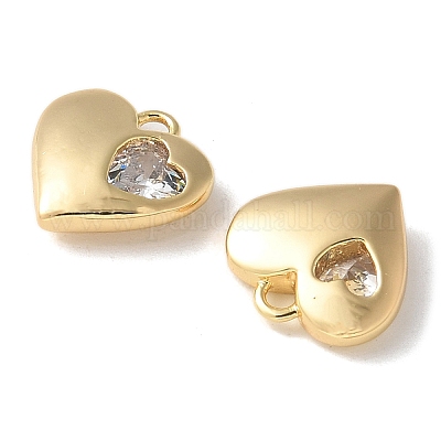 Латунные микропаве прозрачные подвески с фианитом KK-Q031-44G-01-1