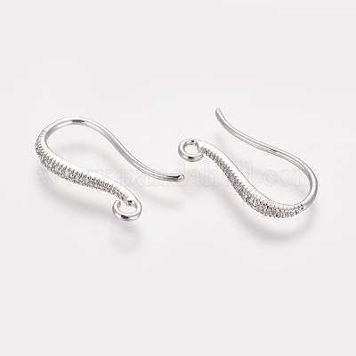Латунь микро проложить кубического циркония серьги крючки ZIRC-E162-20P-1