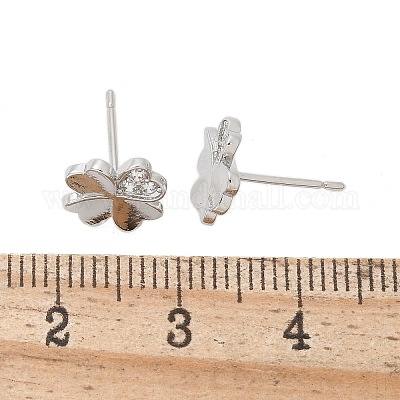 Серьги-гвоздики из латуни в форме клевера EJEW-R016-20P-1