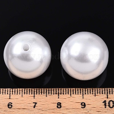 Круглый абс пластиковый имитация жемчужные бусины OACR-R053-01-1
