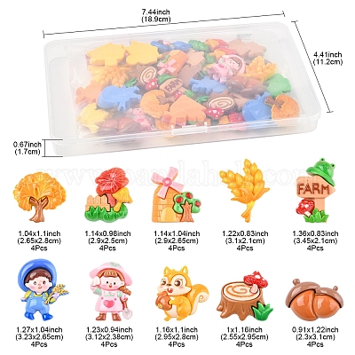 40шт 10 стиля непрозрачные кабошоны из смолы RESI-FS0002-17-1