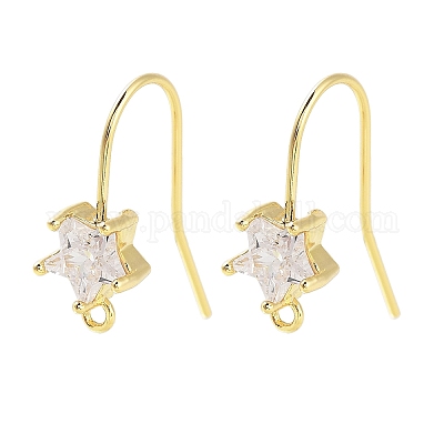 Фурнитура для сережек из латуни с микропаве из кубического циркония EJEW-B063-05G-03-1