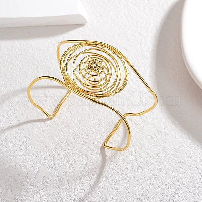 Браслеты-манжеты из нержавеющей стали 304 со стразами для женщин BJEW-M082-03G-1