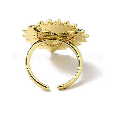 Кольца-манжеты из латуни с микропаве из кубического циркония «священное сердце» RJEW-H236-01G-02-1