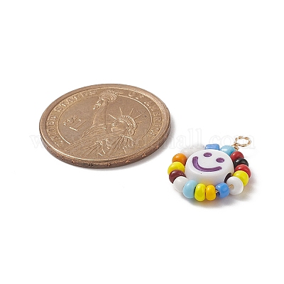 Подвеска из стеклянных семян и акриловых плетеных бусин PALLOY-TA00012-1