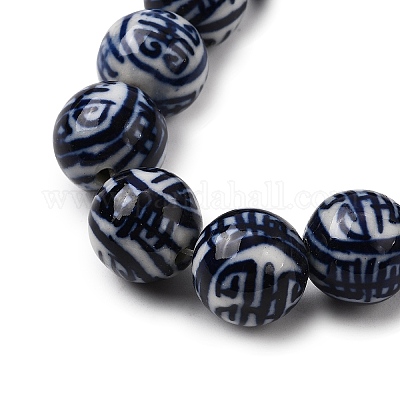 Нитка фарфоровых бусин ручной работы PORC-H014-01C-1