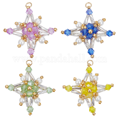 4 шт. подвески из стеклянного бисера в виде тетраптер PALLOY-GO00065-1