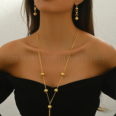 Элегантные круглые серьги и ожерелья из латуни для женского праздничного и банкетного наряда DF0287-1