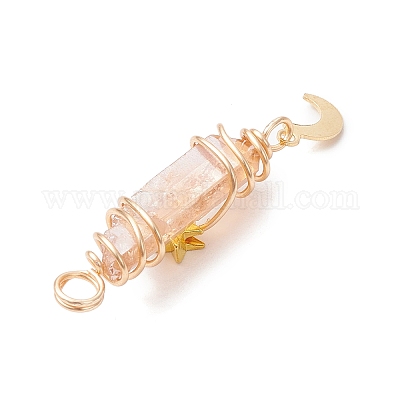 3 шт. 3 стиля гальванизированных подвесок из натурального кварцевого кристалла с заостренными концами из медной проволоки PALLOY-JF03766-07-1