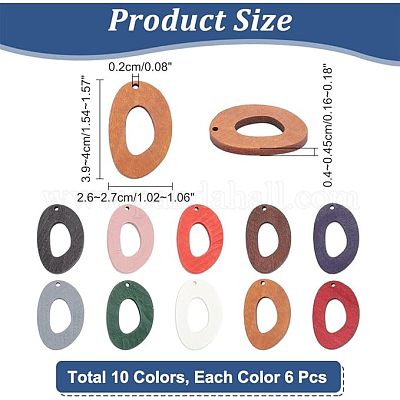 60шт 10 цвета деревянные подвески WOOD-NB0002-25-1