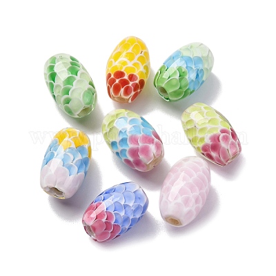 Двухцветные бусины лэмпворк ручной работы LAMP-K042-01-1