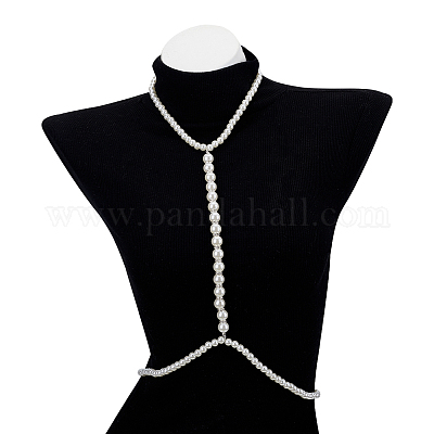 1 шт. цинковый сплав с АБС-имитацией жемчужной цепочки для тела для женщин&nbsp;AJEW-HY0002-15-1